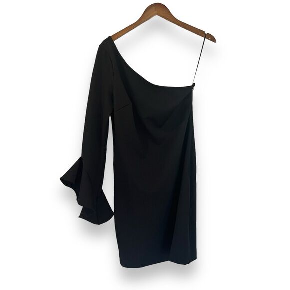 NEW Trina Turk Kadinsky One Shoulder Bell Sleeve Mini Dress in Black Size 6 $198 - Picture 3 of 10